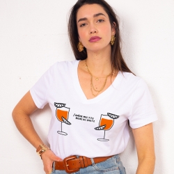 T-shirt Col V Blanc Tits & Spritz