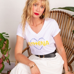 T-shirt Col V Blanc Athena
