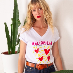 T-shirt Col V Blanc Heliofilia
