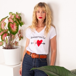 T-shirt Col V Blanc Immortale