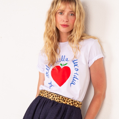 T-shirt Blanc La Mela Della Discordia by TrendyEmma collection ODYSSEE ROMANTIQUE