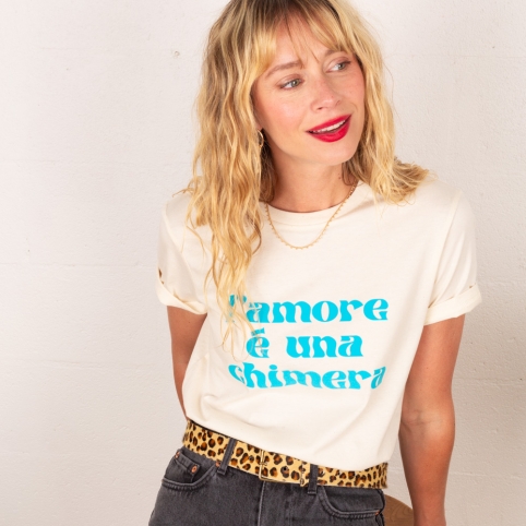 T-shirt Crème L'amore E Una Chimera by TrendyEmma collection ODYSSEE ROMANTIQUE