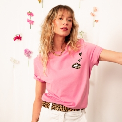 T-shirt Rose Martina Loves Léopard