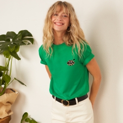 T-shirt Vert Bouche Léopard