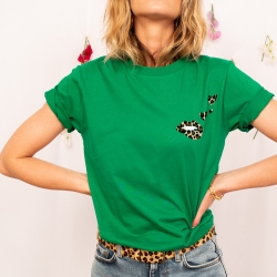 T-shirt Vert Martina Loves Leopard