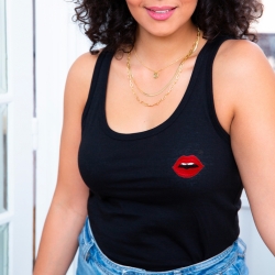 Débardeur Noir Bouche Rouge