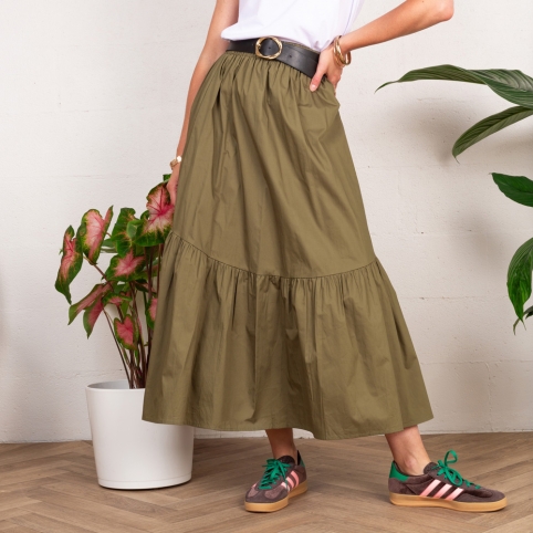 Jupe Zélia Kaki / Taupe collection NOSTALGIA