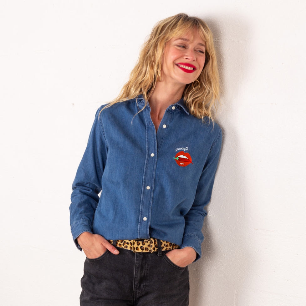 Chemise Denim Foncé Bouche Piccante