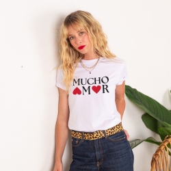 T-shirt Blanc Mucho Amor