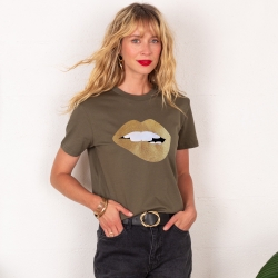 T-Shirt Kaki Bouche Martina Gold