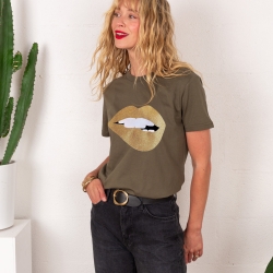 T-Shirt Kaki Bouche Martina Gold