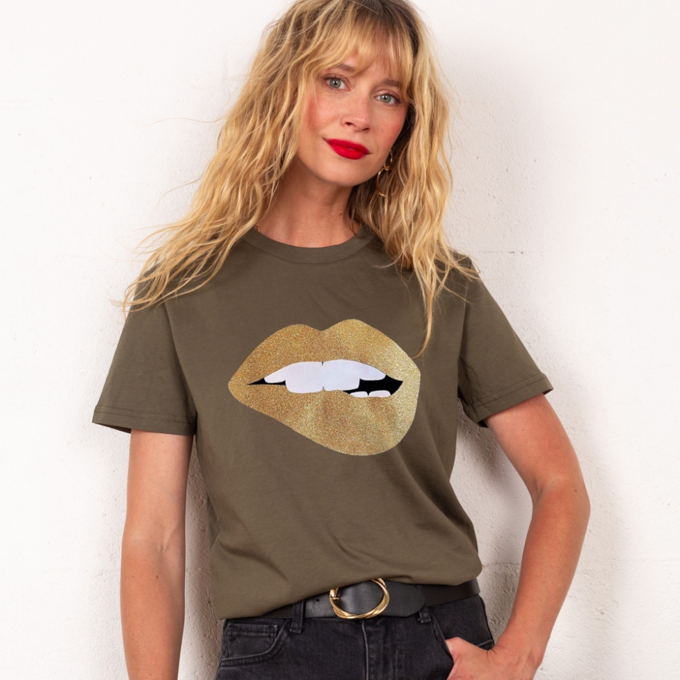 T-Shirt Kaki Bouche Martina Gold