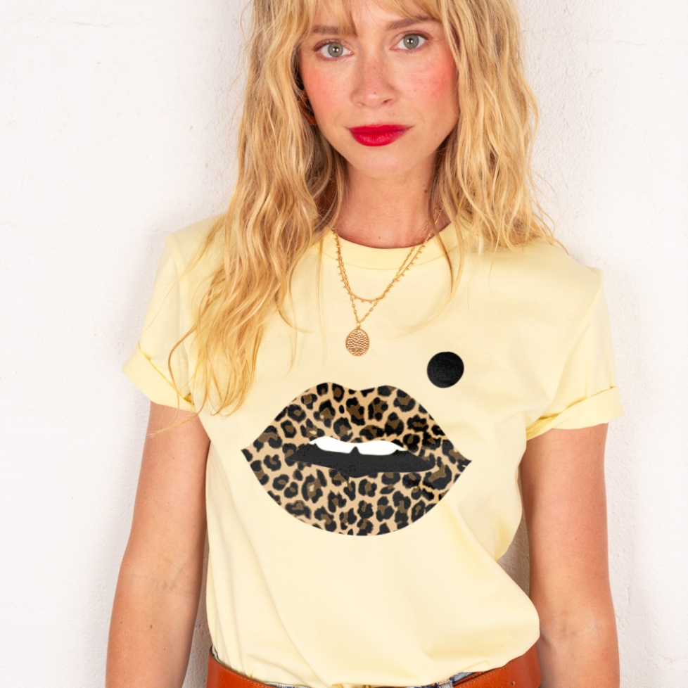 T-shirt Bouche Léopard Big