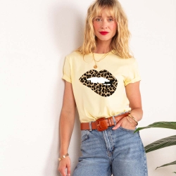 T-shirt Bouche Léopard Big