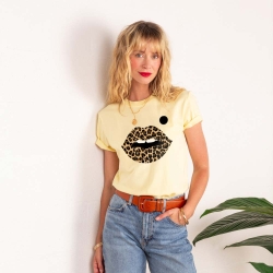 T-shirt Bouche Léopard Big