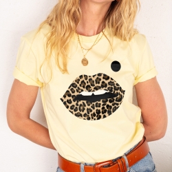T-shirt Bouche Léopard Big