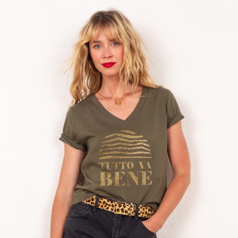 T-shirt Col V Tutto Va Bene