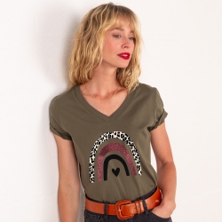 T-shirt Col V Arcobaleno