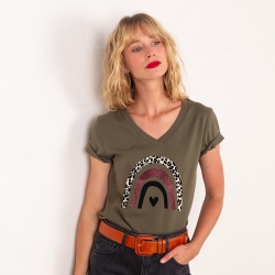 T-shirt Col V Arcobaleno