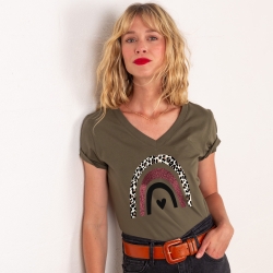 T-shirt Col V Arcobaleno