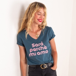 T-shirt Col V Sarà Perché Mi Amo