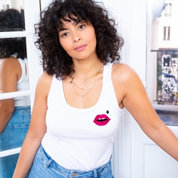 Débardeur Blanc Bouche Cindy Colorée