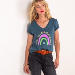 T-shirt Col V Arcobaleno Di Fragola