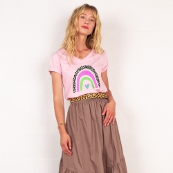 T-shirt Col V Arcobaleno Di Fragola