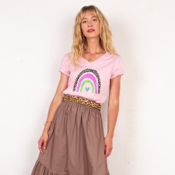 T-shirt Col V Arcobaleno Di Fragola