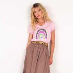 T-shirt Col V Arcobaleno Di Fragola