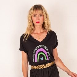 T-shirt Col V Arcobaleno Di Fragola