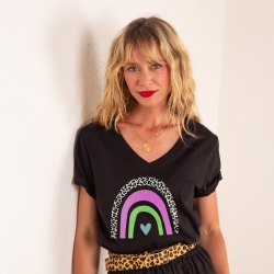 T-shirt Col V Arcobaleno Di Fragola