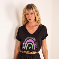 T-shirt Col V Arcobaleno Di Fragola