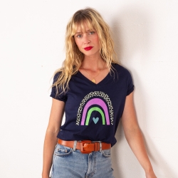 T-shirt Col V Arcobaleno Di Fragola