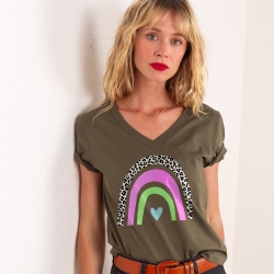 T-shirt Col V Arcobaleno Di Fragola