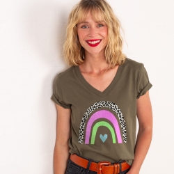 T-shirt Col V Arcobaleno Di Fragola