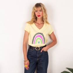 T-shirt Col V Arcobaleno Di Fragola