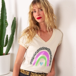 T-shirt Col V Arcobaleno Di Fragola