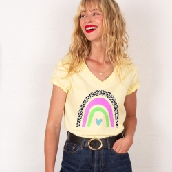 T-shirt Col V Arcobaleno Di Fragola