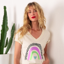 T-shirt Col V Arcobaleno Di Fragola