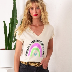 T-shirt Col V Arcobaleno Di Fragola
