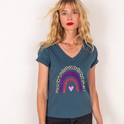 T-shirt Col V Arcobaleno Di Uva