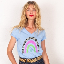 T-shirt Col V Arcobaleno Di Fragola