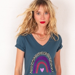 T-shirt Col V Arcobaleno Di Uva