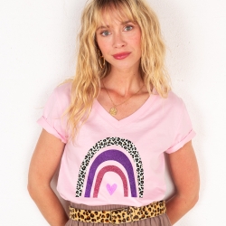 T-shirt Col V Arcobaleno Di Uva