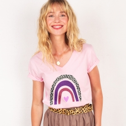T-shirt Col V Arcobaleno Di Uva