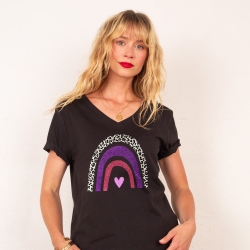 T-shirt Col V Arcobaleno Di Uva