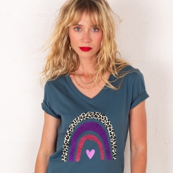 T-shirt Col V Arcobaleno Di Uva