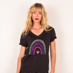 T-shirt Col V Arcobaleno Di Uva
