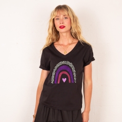 T-shirt Col V Arcobaleno Di Uva
